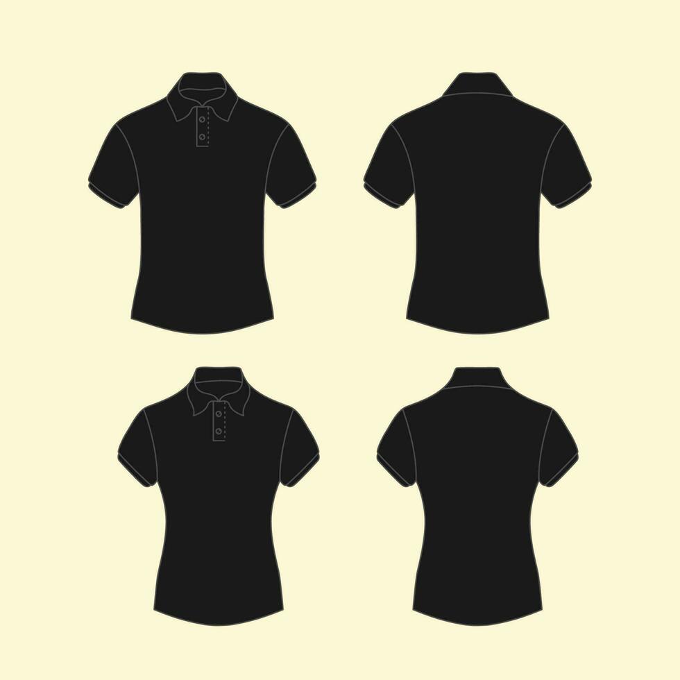 svart översikt polo skjorta för män mall vektor