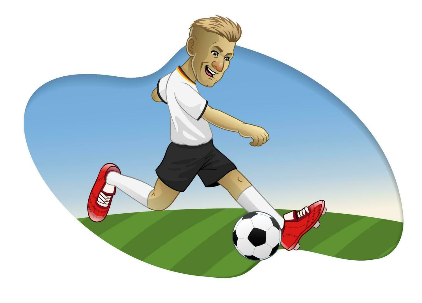 Karikatur Fußball Fußball Spieler trete das Ball vektor