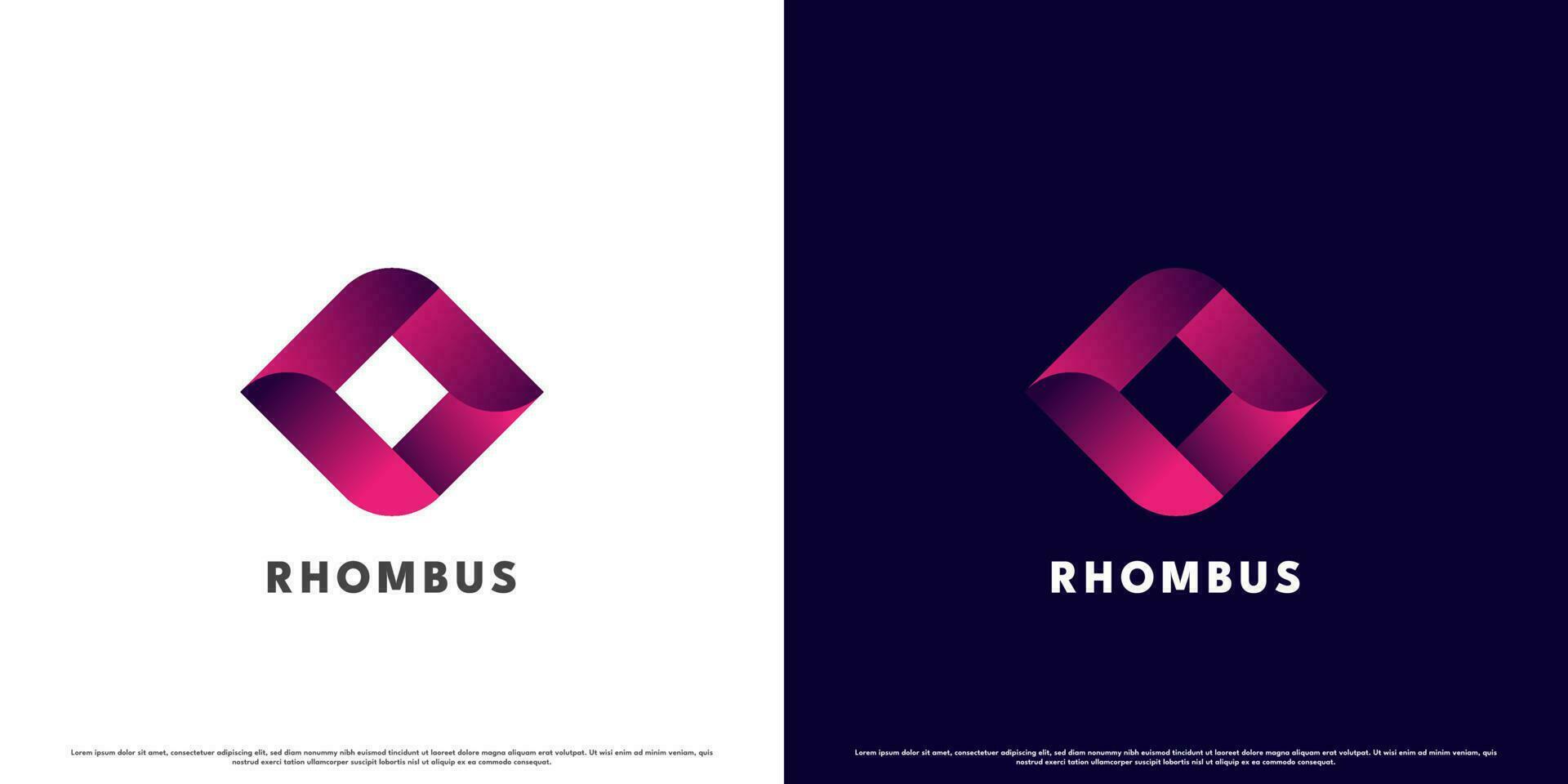 modern Gradient Rhombus Logo Design Illustration. einfach kreativ abstrakt eben Silhouette dunkel lila Gradient Rhombus Form. geeignet zum korporativ Netz App Symbol Marke Kennzeichen Identität Vorlage. vektor