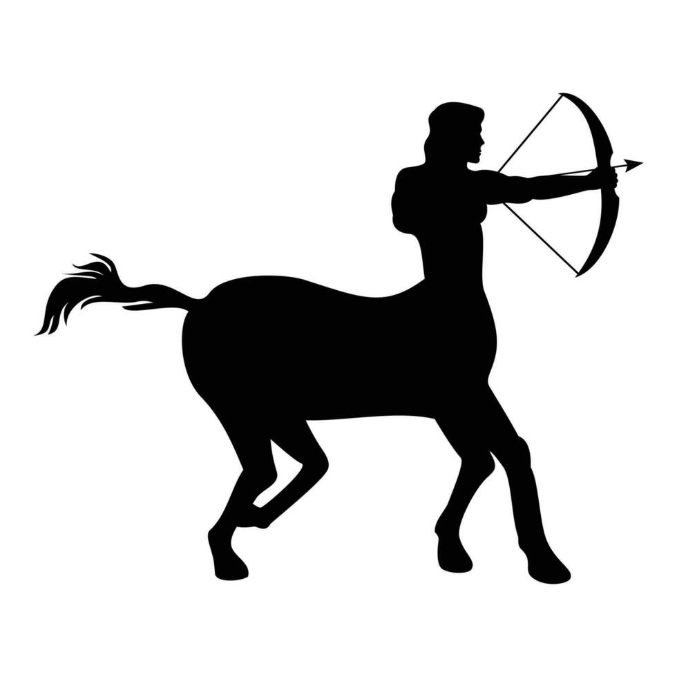 Schütze Silhouette Design. Tierkreis Zeichen und Symbol. Mann mit Körper im Pferd. vektor