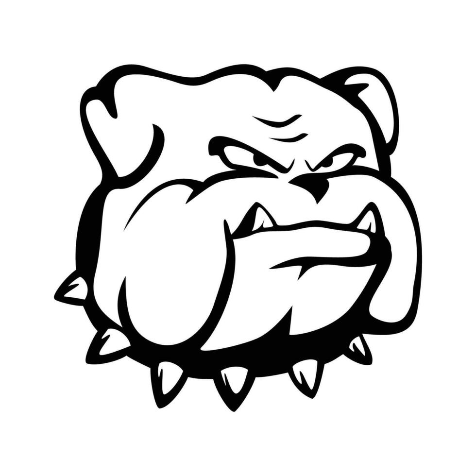 bulldogg silhuett logotyp design. arg hund huvud vektor illustration.