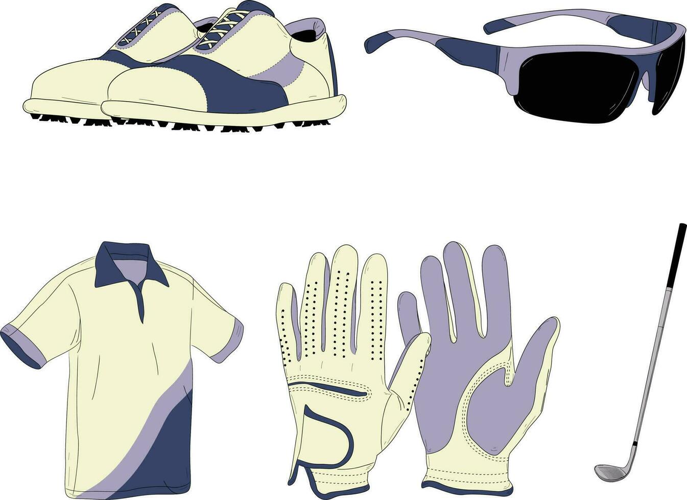 golf sport Utrustning grafisk design, vektor illustration