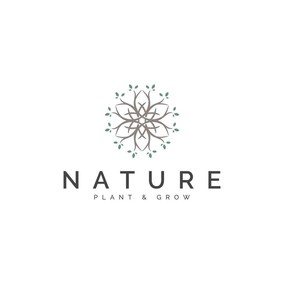 natürlich dekorativ Zeichen Logo Design Vektor Illustration. Prämie minimalistisch botanisch Kunst Dekoration Zeichen Logo Vektor Design Vorlage isoliert auf Weiß Hintergrund. natürlich Kunst Brief n Logo Design