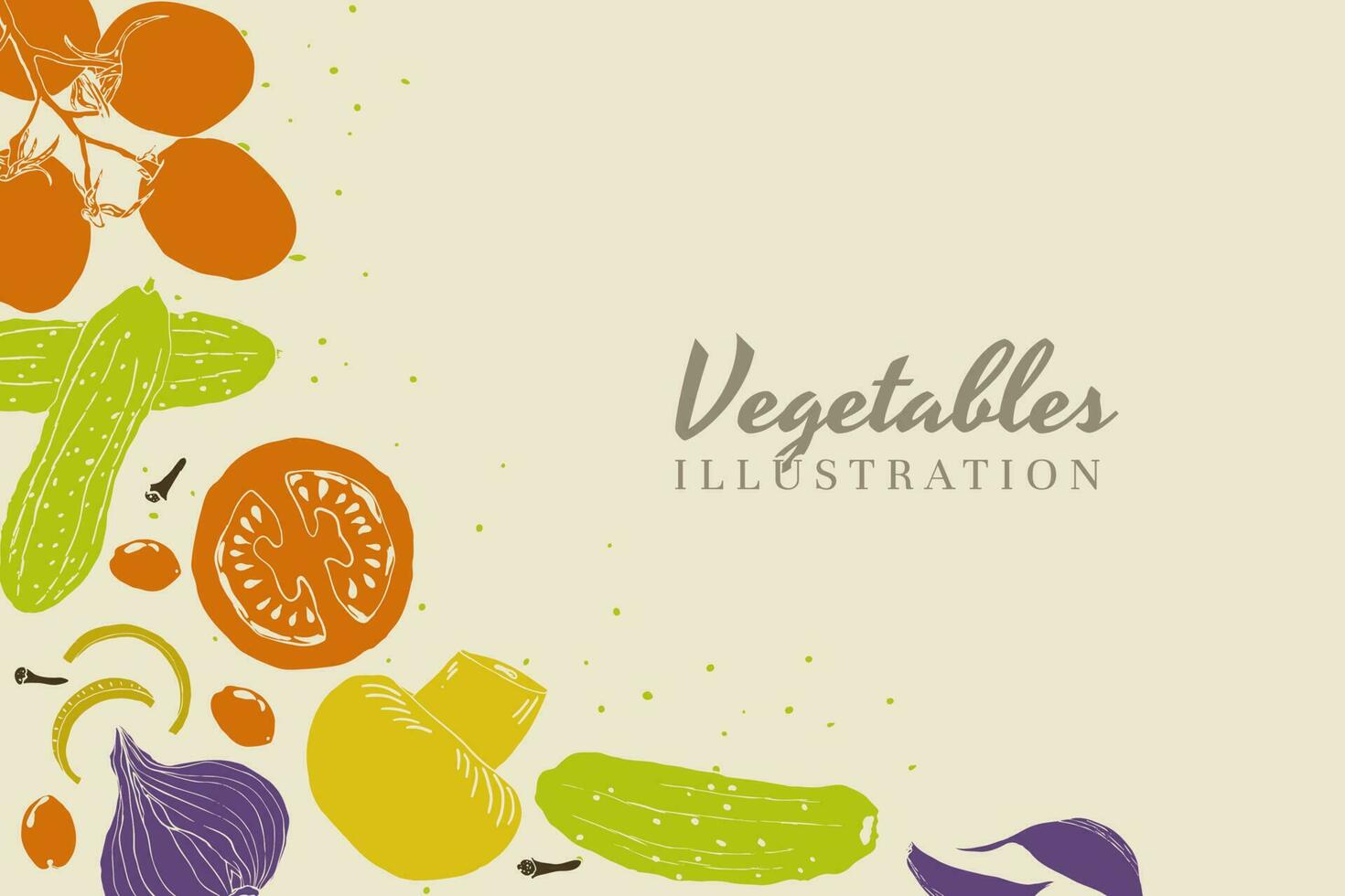 Gemüse Illustration Hand gezeichnet retro Stil Farbe vektor