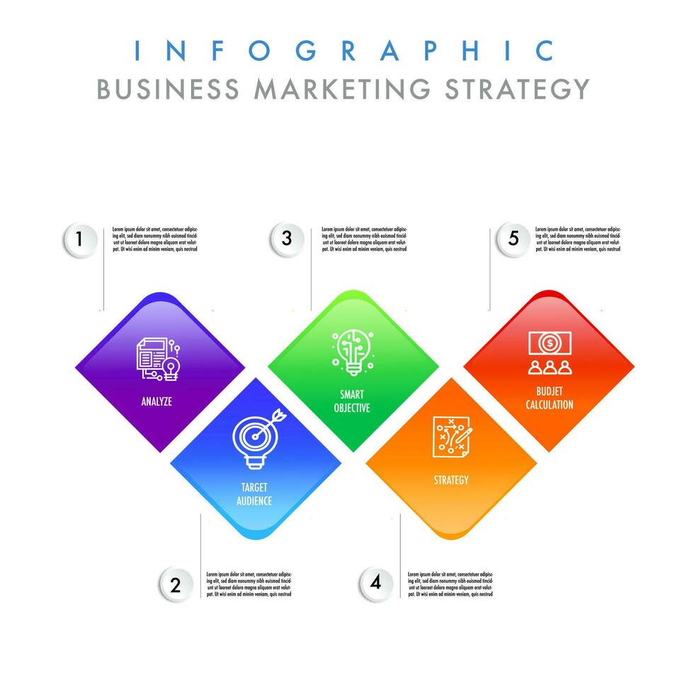 infographic mall 5 steg för företag marknadsföring strategi vektor