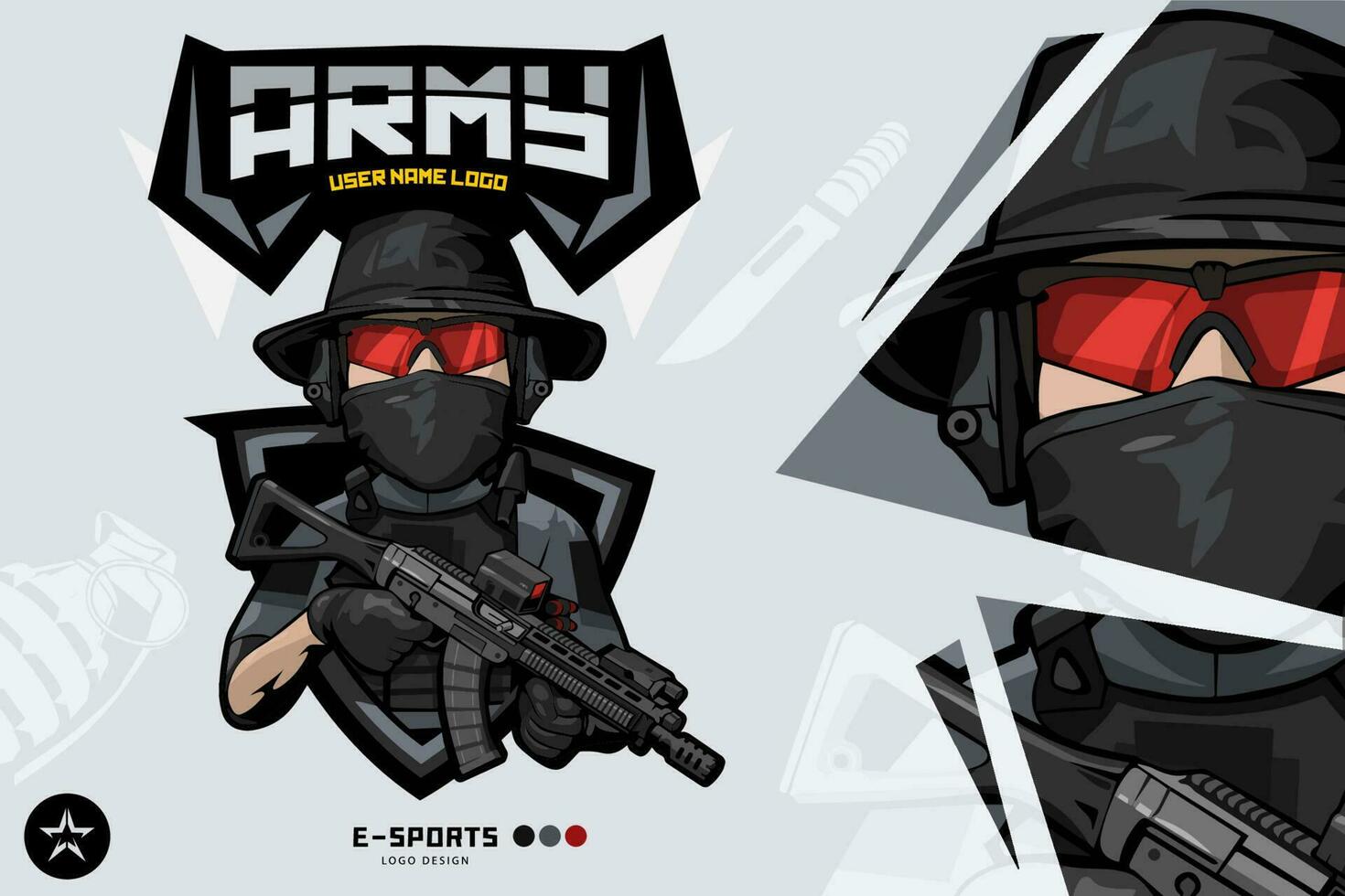 Heer Soldat Maskottchen Logo zum Esport und Sport vektor