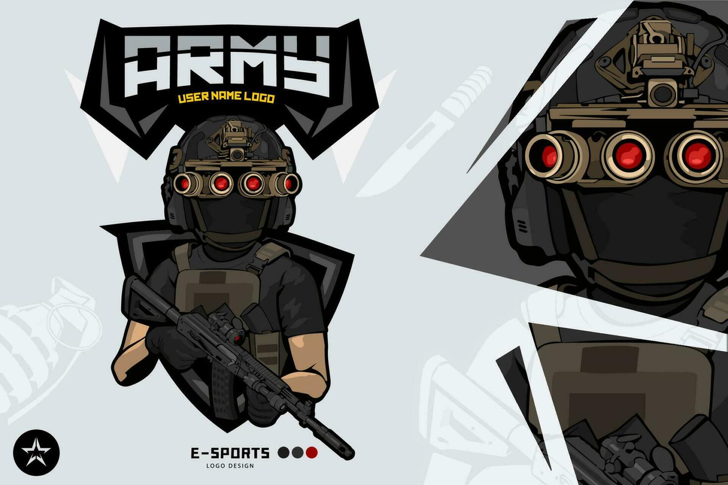 Heer Soldat Maskottchen Logo zum Esport und Sport vektor