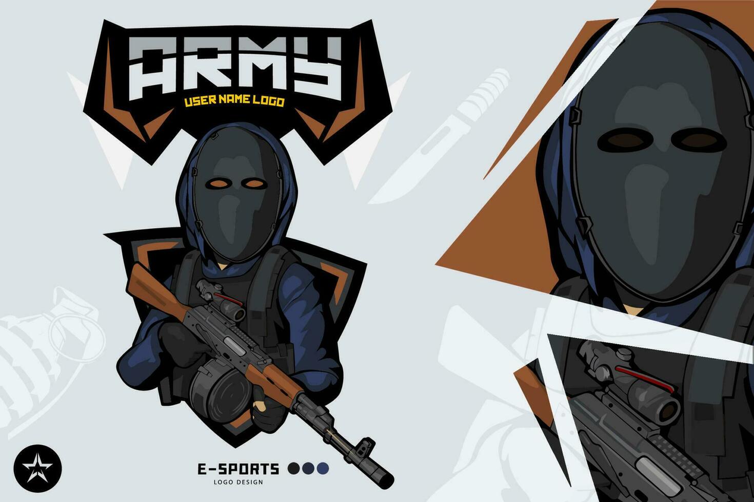 Heer Soldat Maskottchen Logo zum Esport und Sport vektor