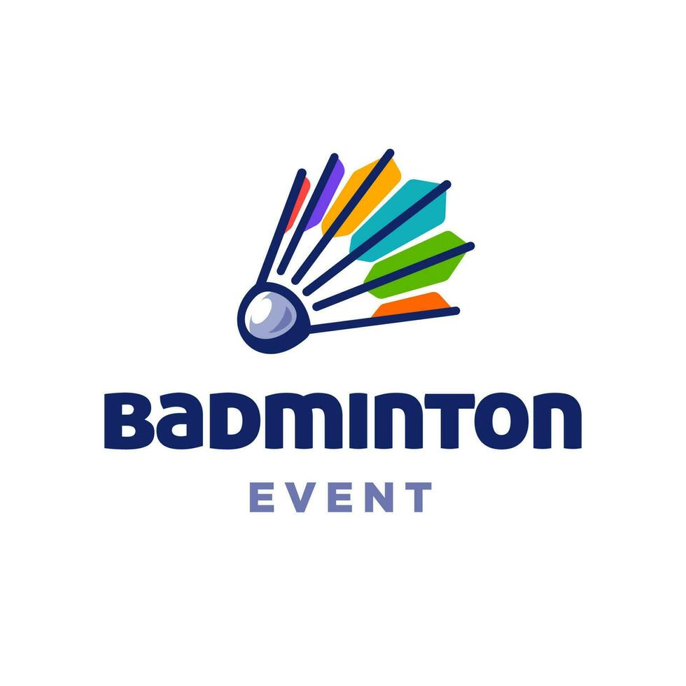 fjäderboll logotyp, badminton sport turnering händelse logotyp design illustration element i mång Färg logotyp vektor