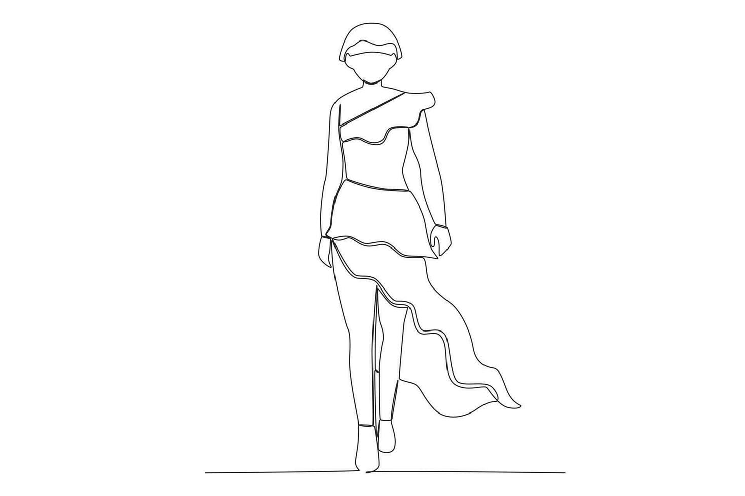 ein Laufsteg Frau im ein schön Kleid vektor