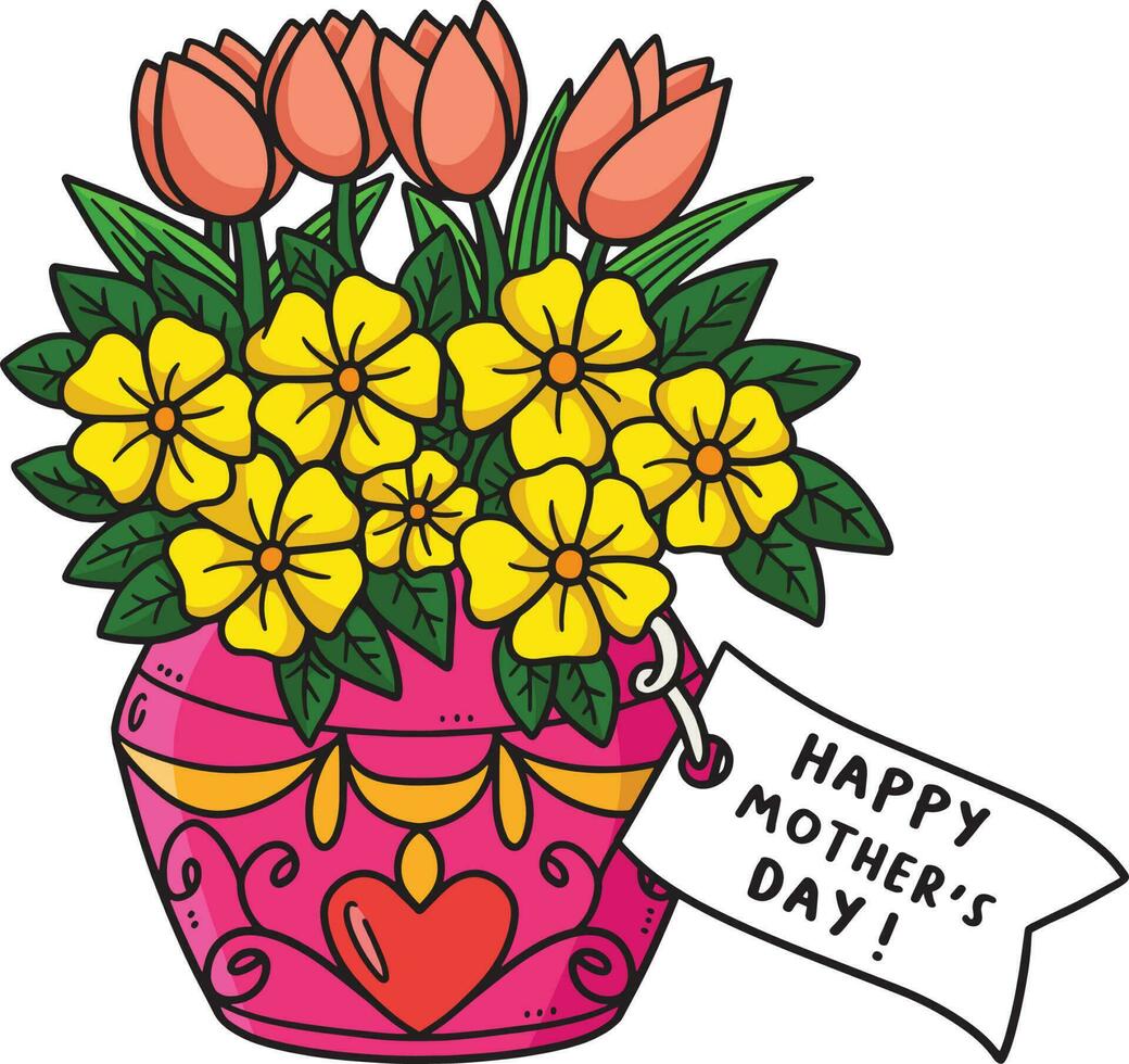 mödrar dag blommor och hälsning kort ClipArt vektor