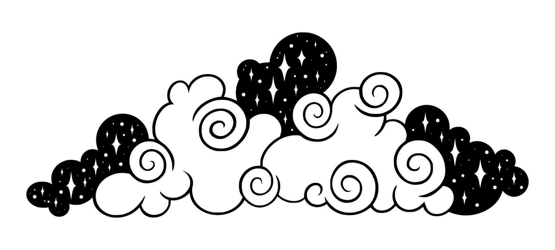 Tarot Wolke mit Sterne. Jahrgang Boho Wolke zum esoterisch Astrologie Entwürfe. Vektor Illustration