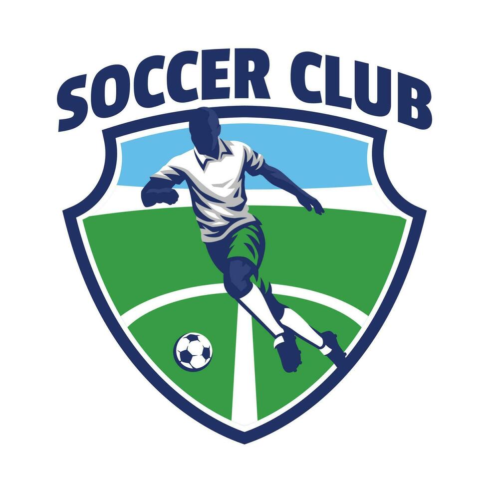 fotboll och fotboll logotyp i bricka stil vektor
