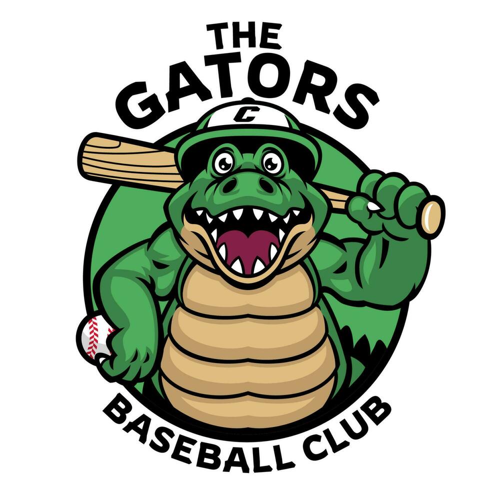 das Krokodil Alligator Karikatur Baseball Verein vektor