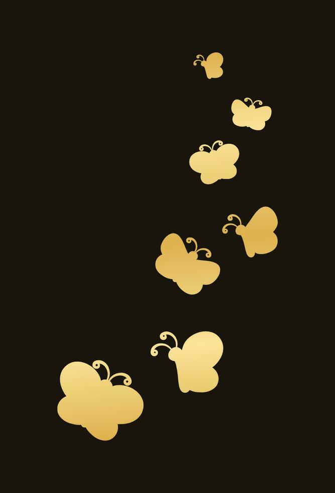 golden Schmetterlinge Vektor Illustration. schön Gold Schmetterling Silhouetten mit anders Formen Flügel. zum Einladung, Mode, dekorativ abstrakt Design Elemente.