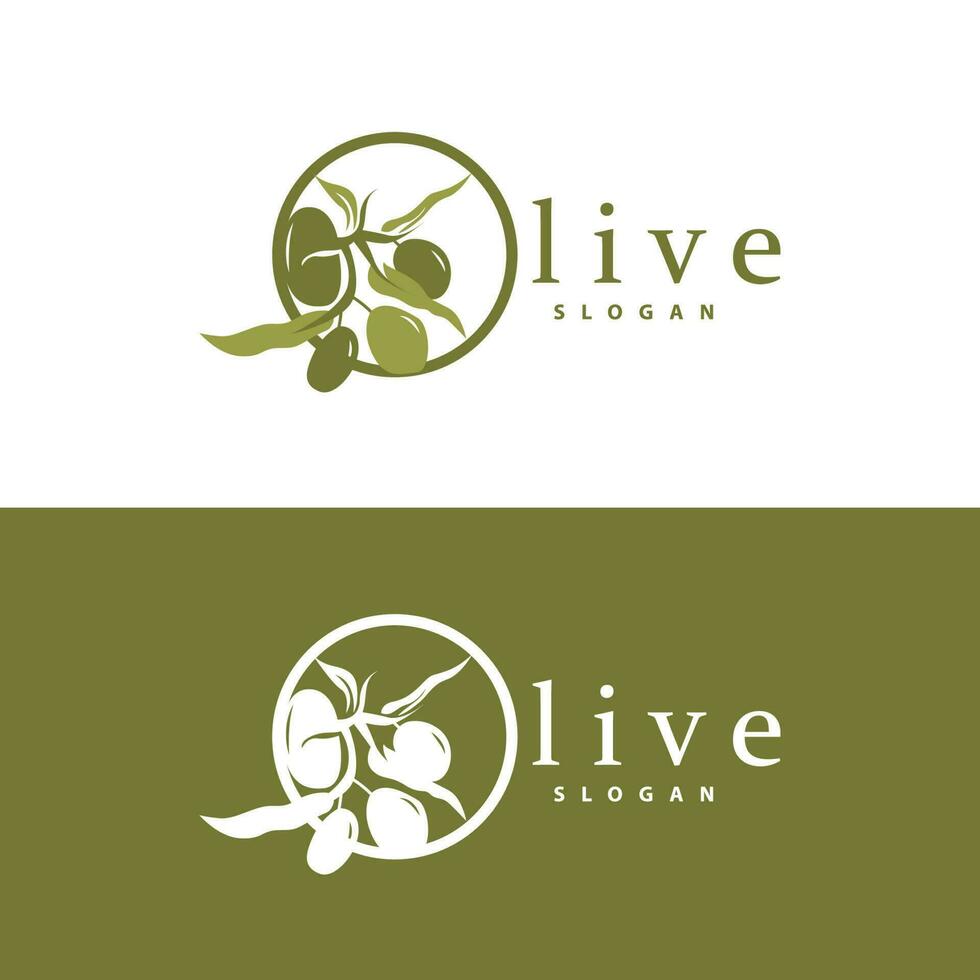 oliv olja logotyp, oliv blad växt ört- trädgård vektor, enkel elegant lyxig ikon design mall illustration vektor