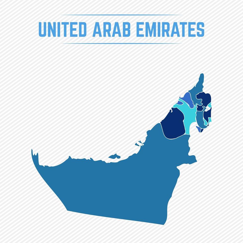 detaillierte Karte der Vereinigten Arabischen Emirate mit Regionen vektor