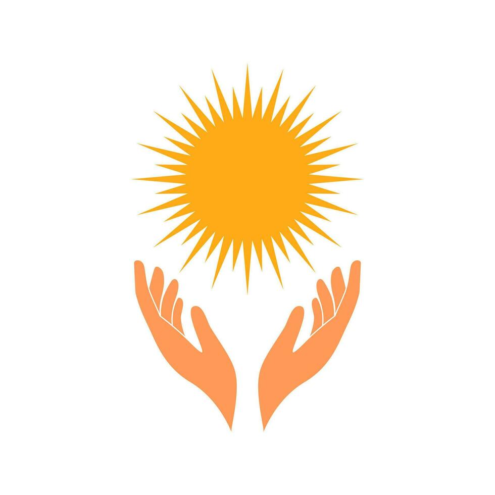 hand innehav Sol vektor logotyp