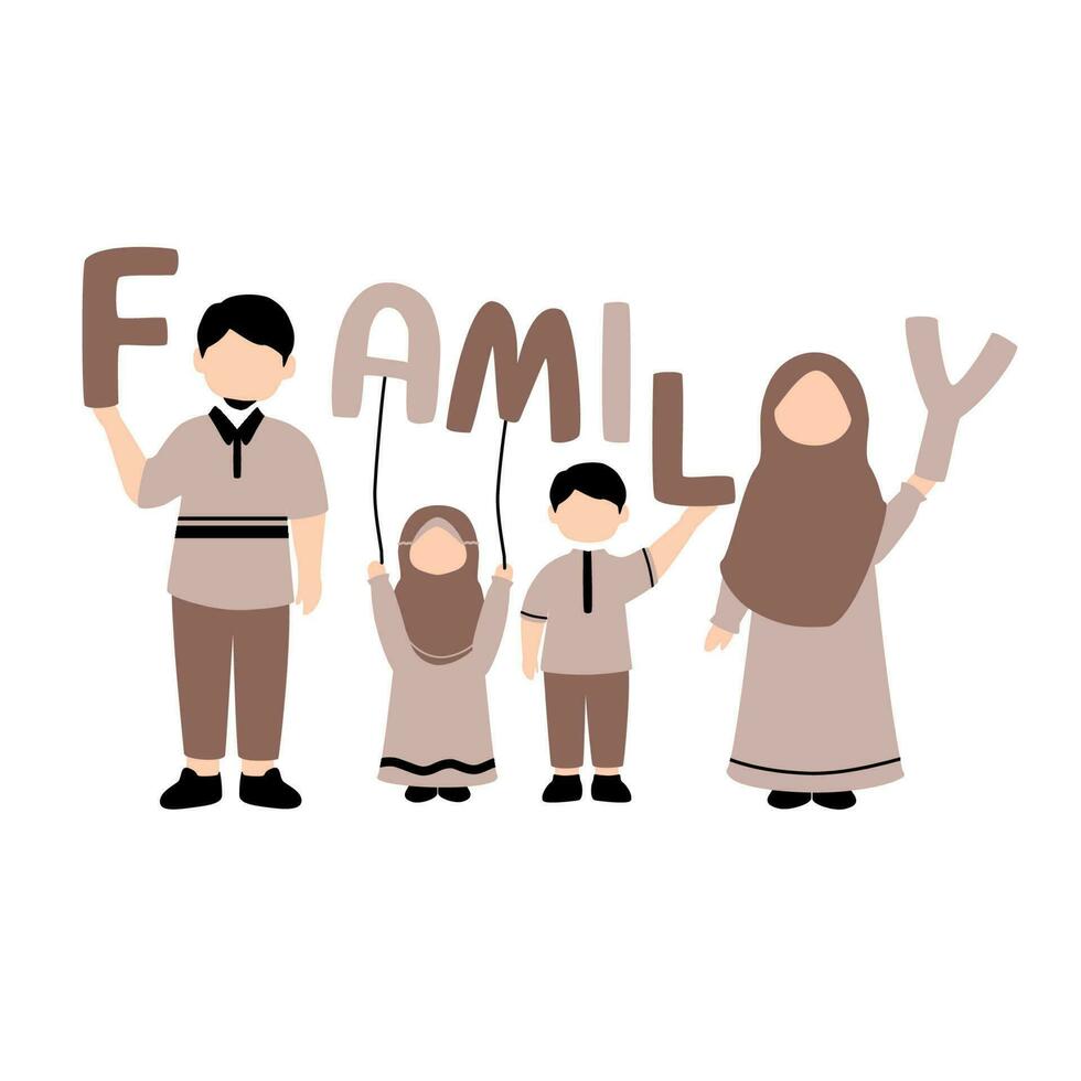 muslimsk familjillustration vektor