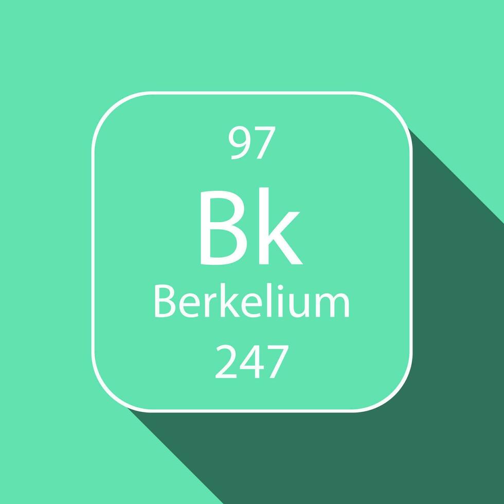 berkelium symbol med lång skugga design. kemisk element av de periodisk tabell. vektor illustration.