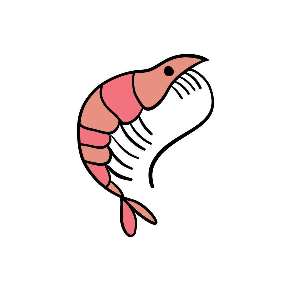Garnelen-Symbol im flachen Stil, frische Meeresfrüchte. isoliert auf weißem Hintergrund. Vektor-Illustration. vektor