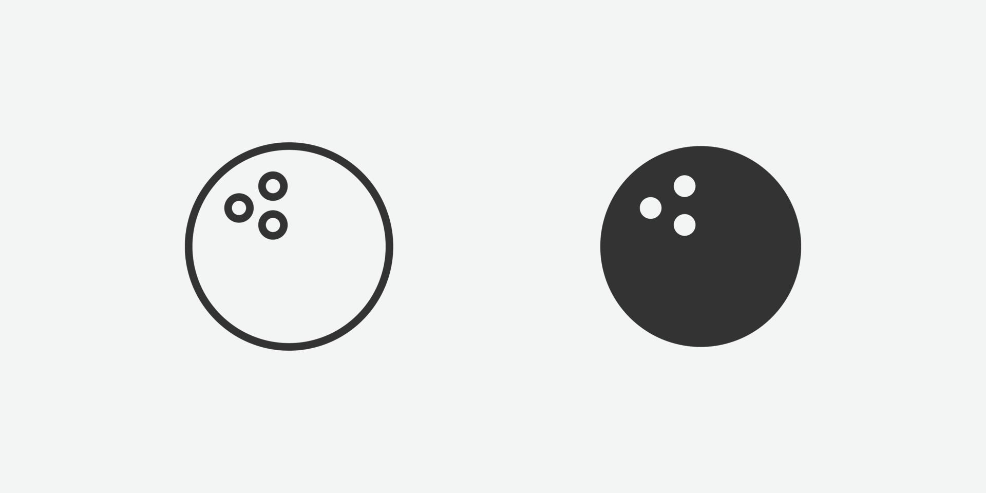 Bowlingkugel-Symbol. einfaches Gliederungsspiel und Aktivitätssymbol. vektor
