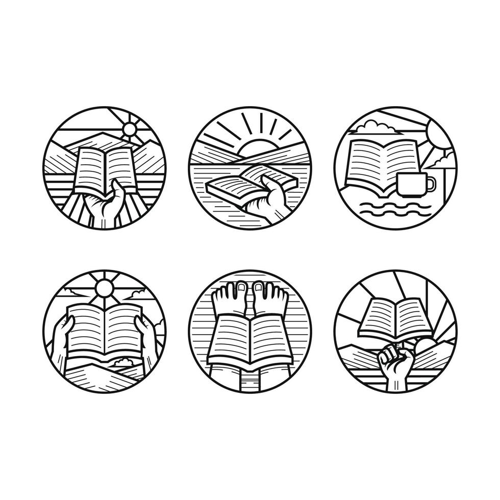 Satz Buchlogo. Strichgrafik-Logo. Vektorillustration vektor