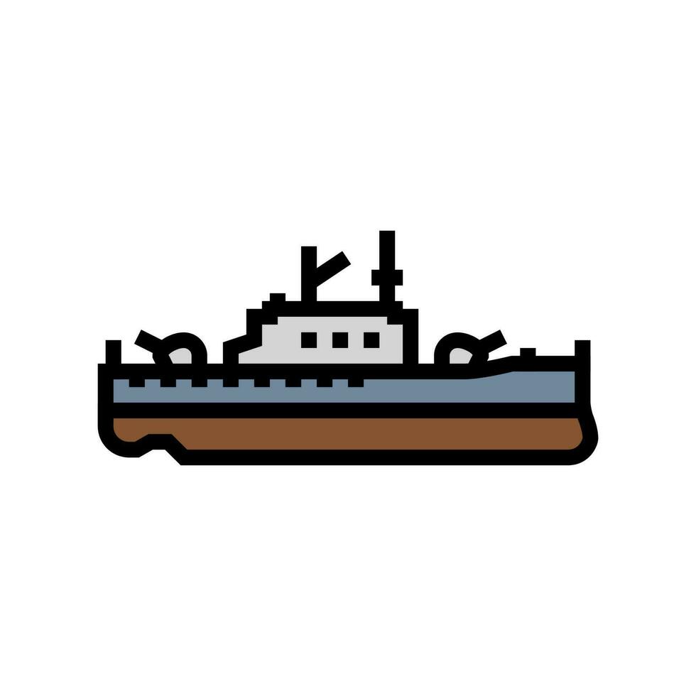 slagskepp vapen krig Färg ikon vektor illustration