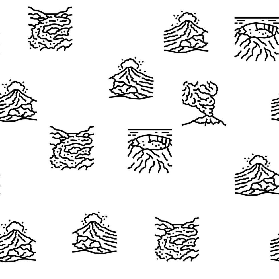 Vulkan Lava Eruption Natur Vektor nahtlos Muster