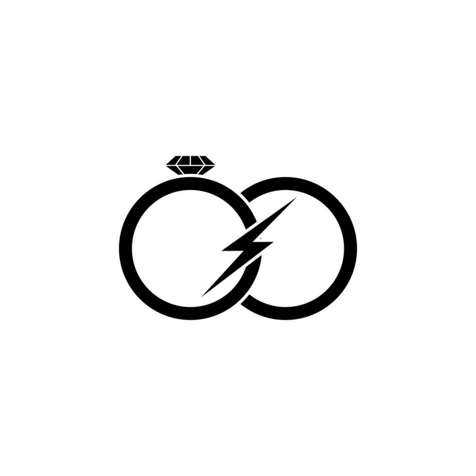 Hochzeit Ringe und Funke Vektor Symbol Illustration