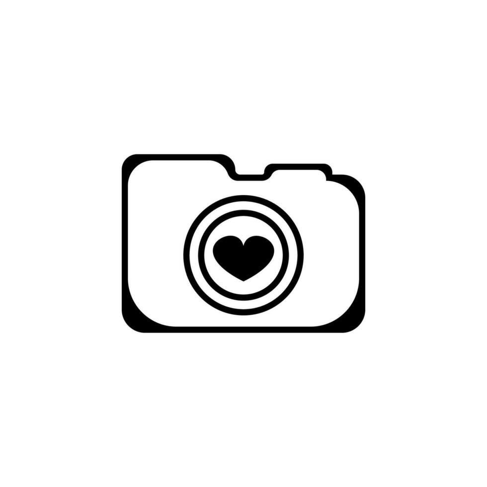 logotyp kamera med kärlek vektor ikon illustration
