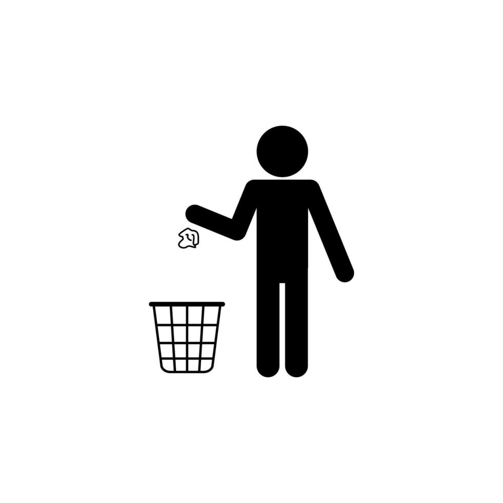ein Mann werfen Müll Vektor Symbol Illustration