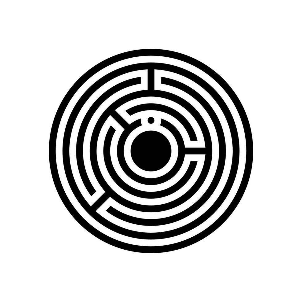 Labyrinth Spiel Glyphe Symbol Vektor Illustration