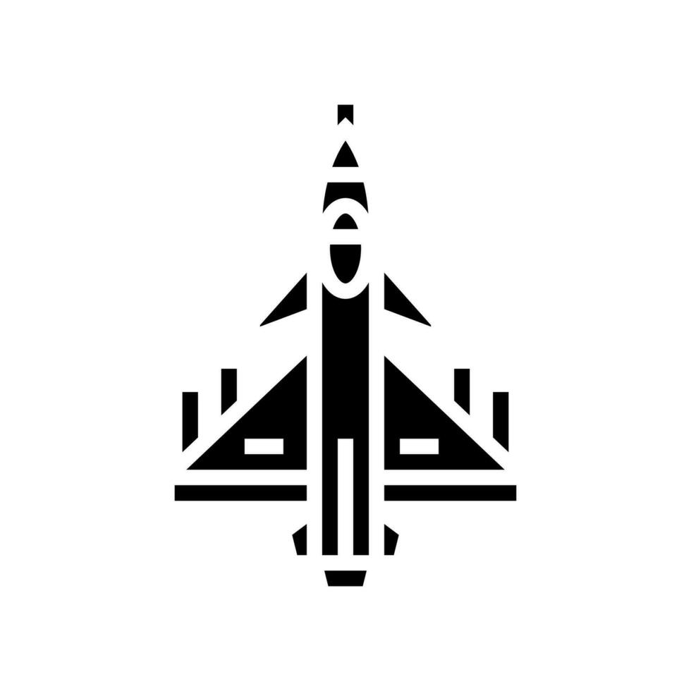 Kämpfer Jet Waffe Krieg Glyphe Symbol Vektor Illustration