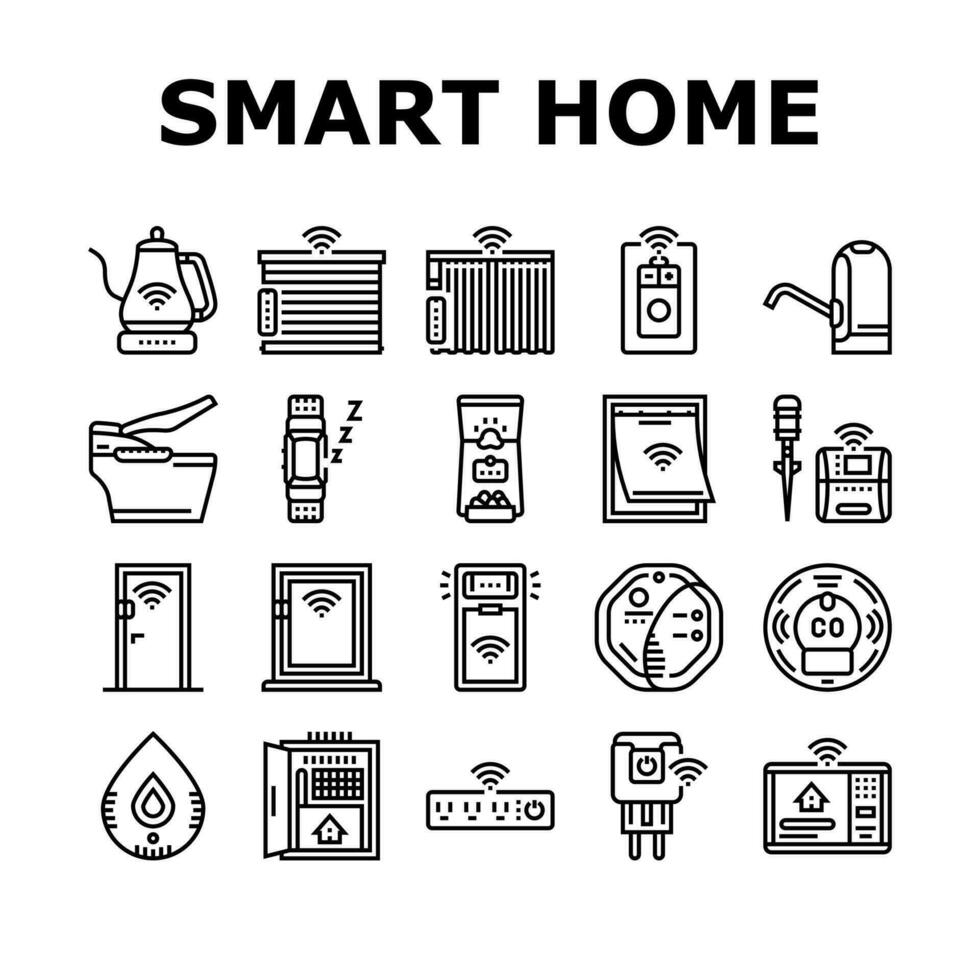 Zuhause Clever Technologie Steuerung Symbole einstellen Vektor