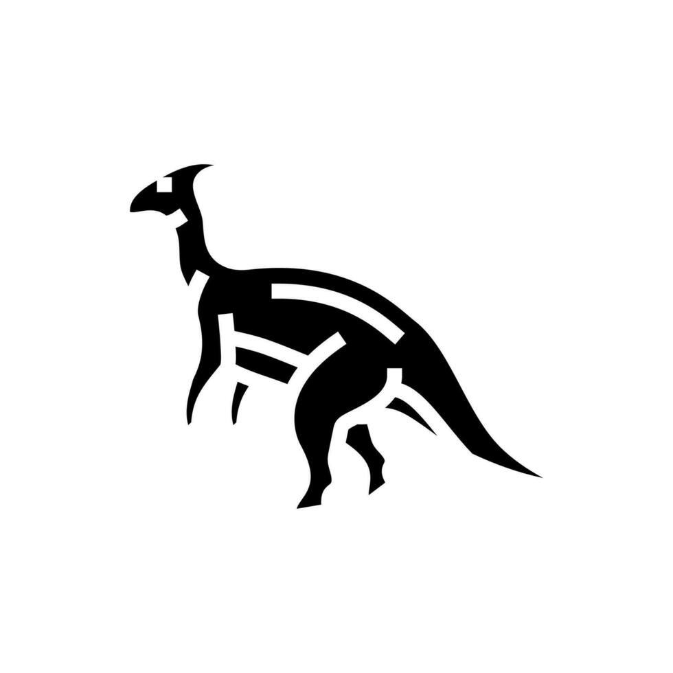 parasaurolophus dinosaurie djur- glyf ikon vektor illustration