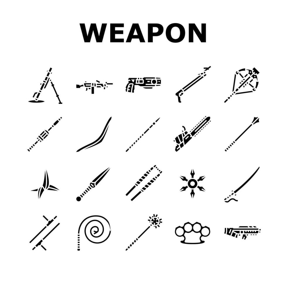 vapen pistol spel kniv krig ikoner uppsättning vektor