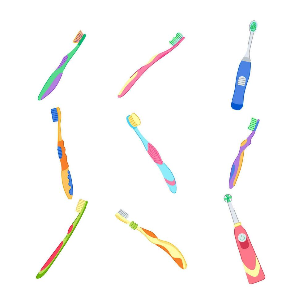tandborste dental uppsättning tecknad serie vektor illustration