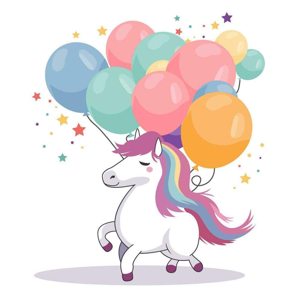 bunt glücklich Geburtstag Einhorn. Vektor Illustration