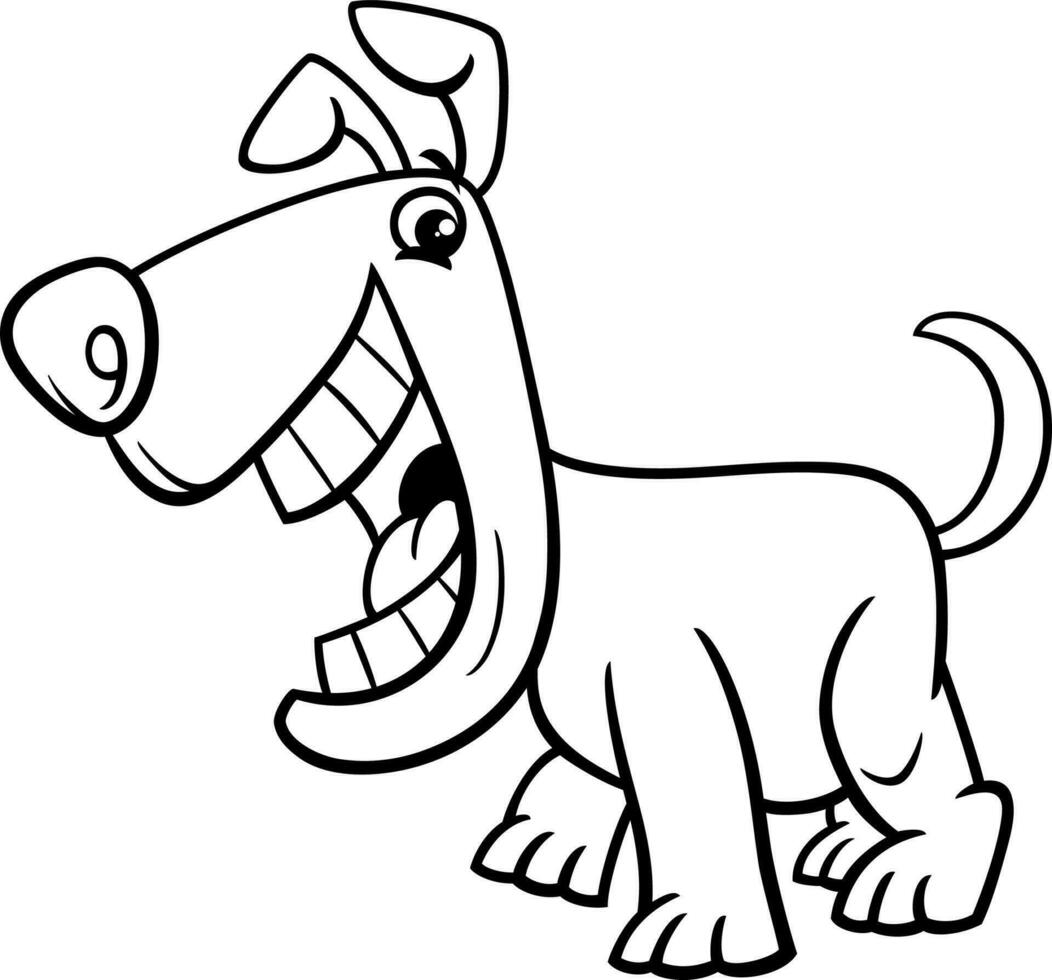rolig tecknad serie hund komisk djur- karaktär färg sida vektor