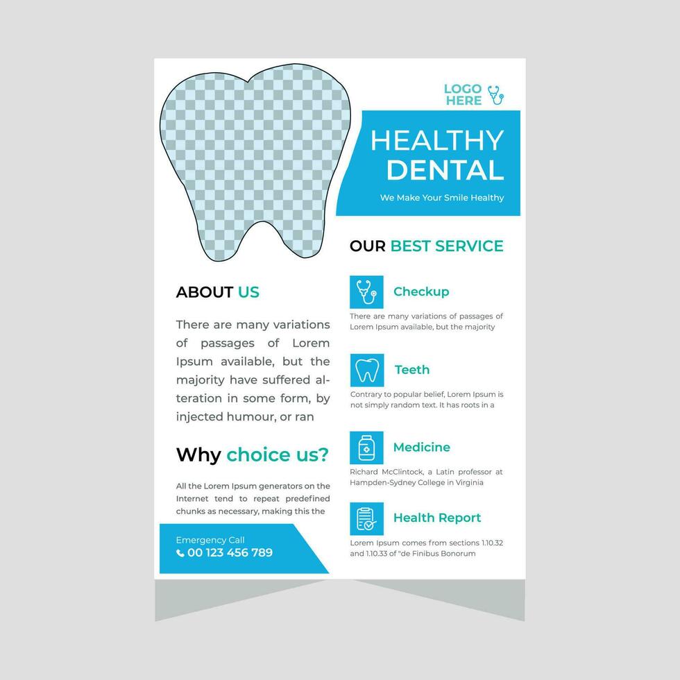 rena och modern dental flygblad design. vektor