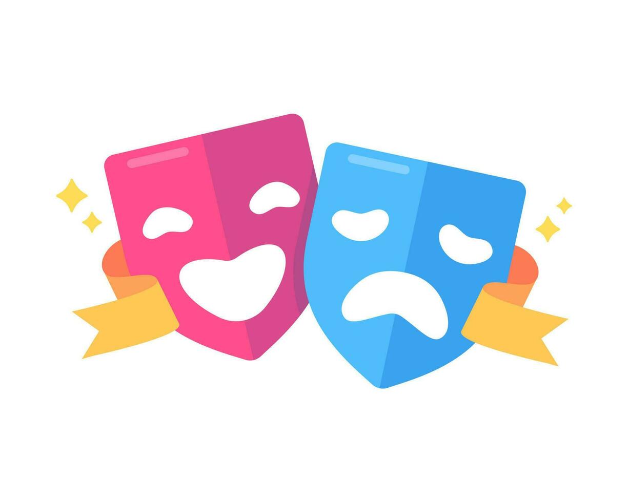 emotional Maske zeigen Theater und Komödie Filme. psychologisch Status von Patienten mit bipolar Störung vektor