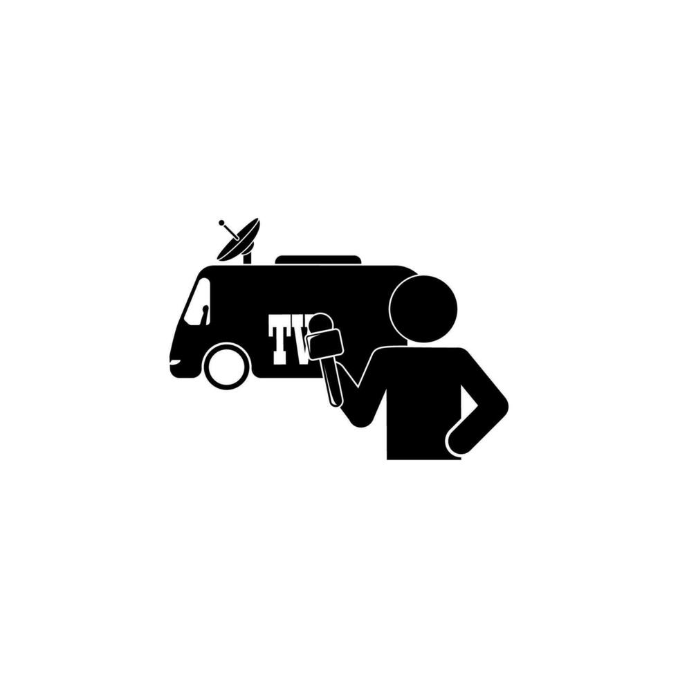 Mann, Lieferwagen, Nachrichten Vektor Symbol Illustration