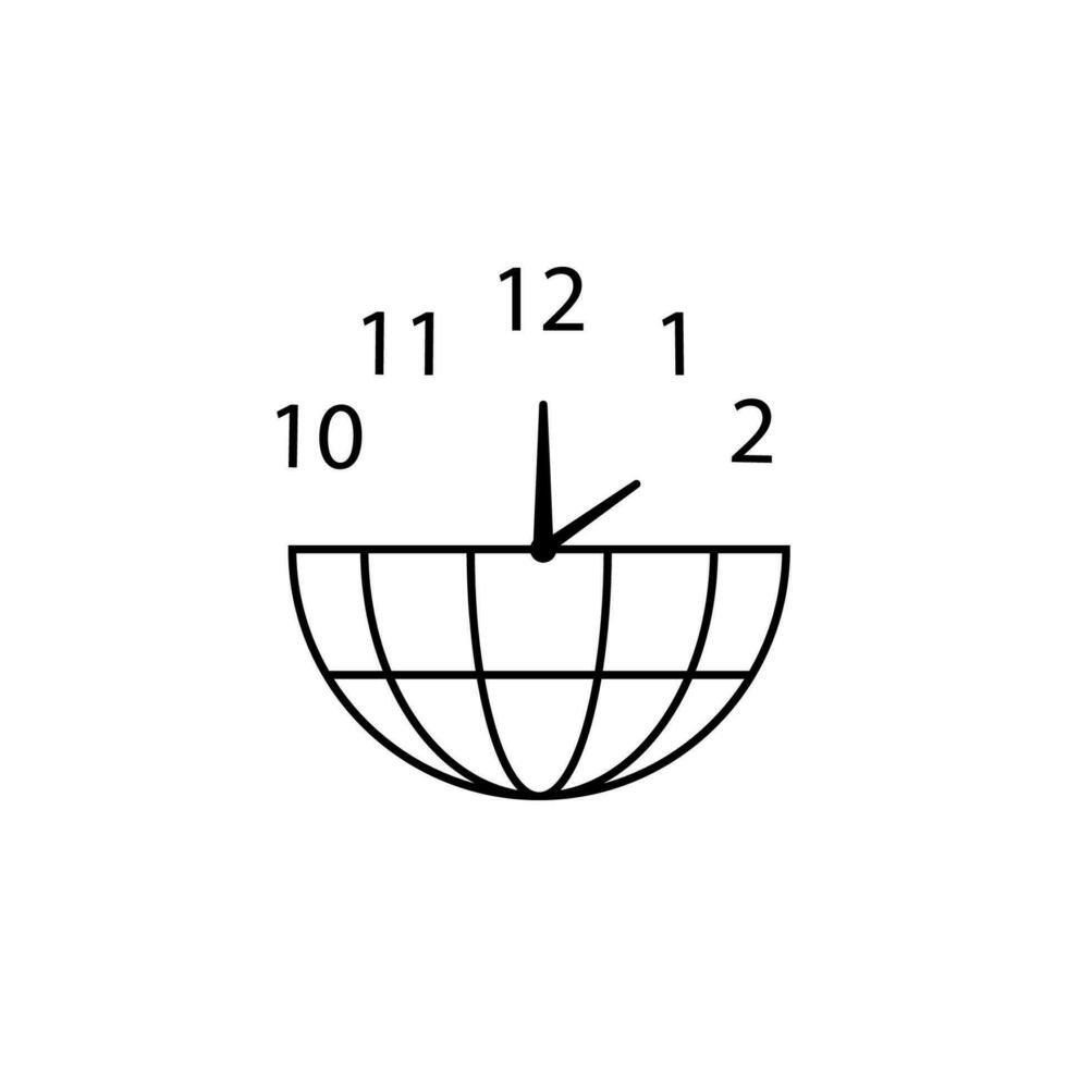 Uhr im das gestalten von ein Globus Gliederung Vektor Symbol Illustration