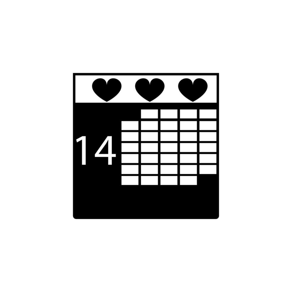 Februar 14 auf das Kalender Vektor Symbol Illustration