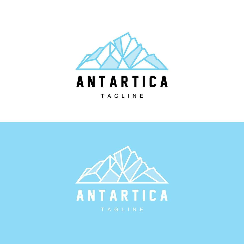 Berg Logo, Antarktis Eisberg Logo Design, Natur Landschaft Vektor, Produkt Marke Illustration Symbol vektor