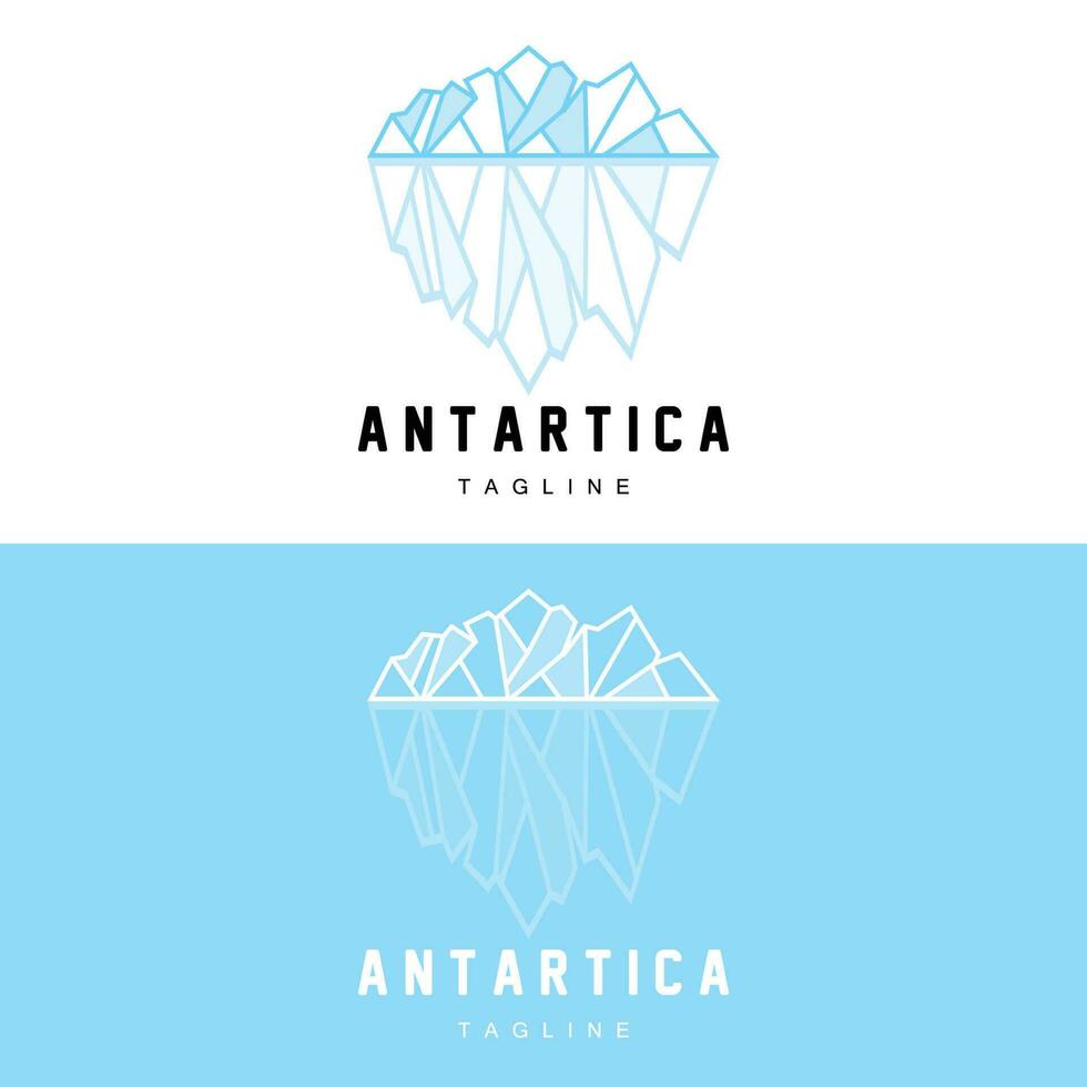 Berg Logo, Antarktis Eisberg Logo Design, Natur Landschaft Vektor, Produkt Marke Illustration Symbol vektor