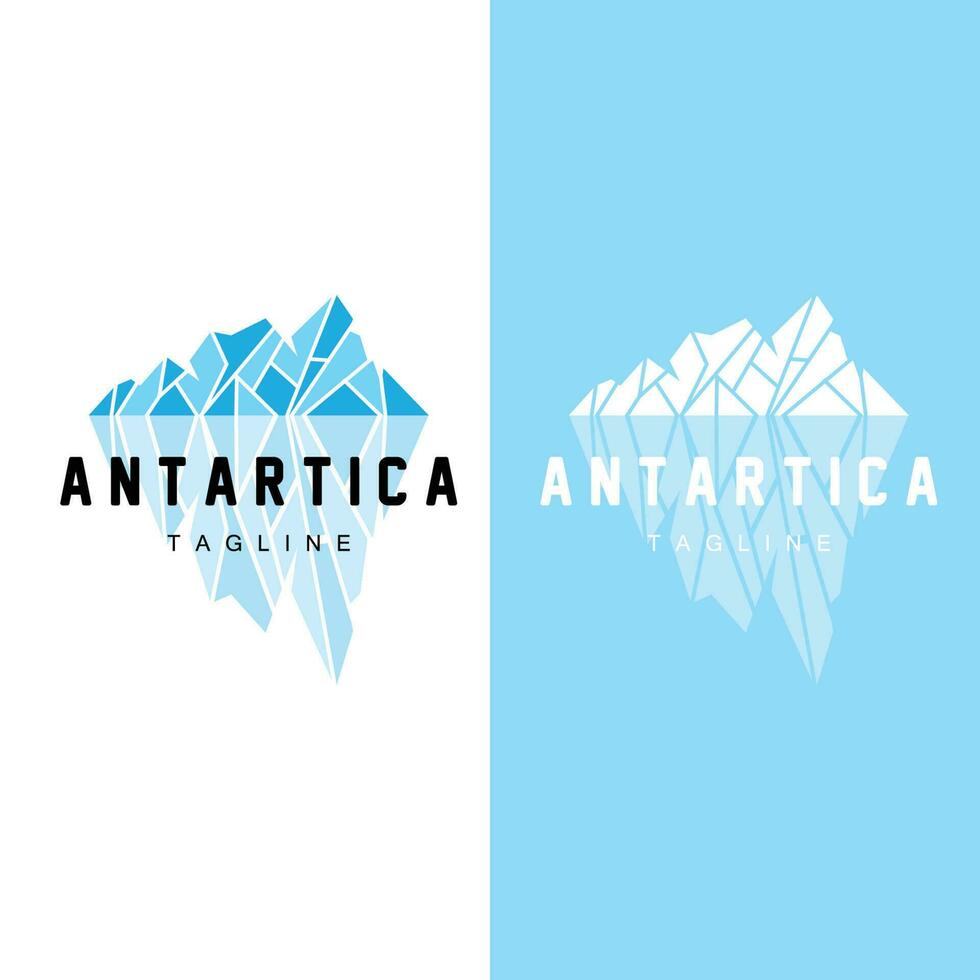 Berg Logo, Antarktis Eisberg Logo Design, Natur Landschaft Vektor, Produkt Marke Illustration Symbol vektor