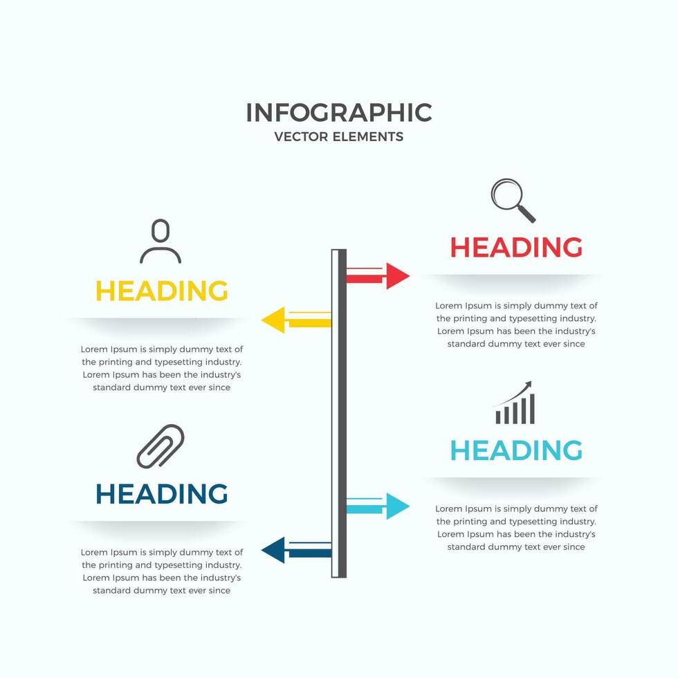 4 Schritte Geschäft Infografiken Vorlage. modern bunt Infografik Schritte. Präsentation und Diagramm. Elemente zum Infografiken vektor