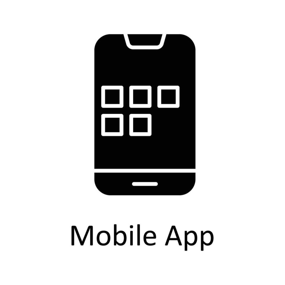 Handy, Mobiltelefon App Vektor solide Symbole. einfach Lager Illustration Lager